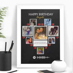 Giftway Heart Shape Photo Frames, Song Barcode for Birthday, Anniversary, Friend, Brother, Sister, Girlfriend, Husband, Wife, Couple Gifts (2)