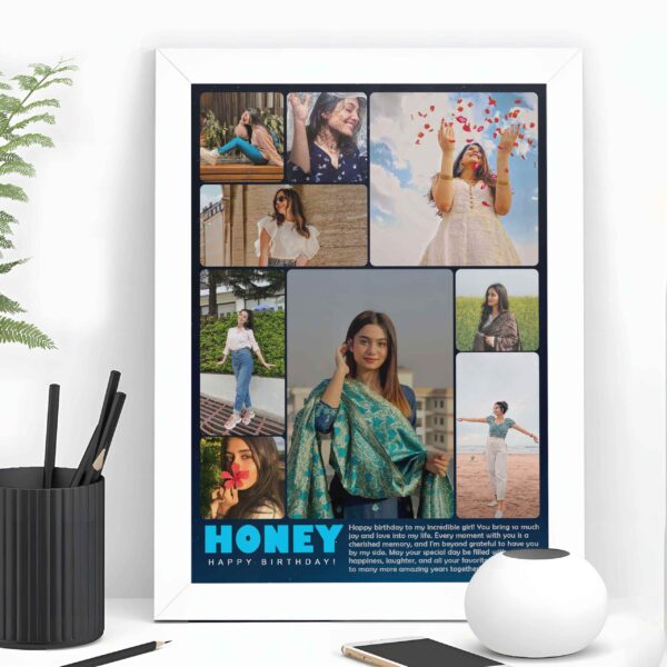 Giftway Honey Birthday collage Photo Frame, Gift Idea for Girlfriend Birthday, Wife Birthday Gift