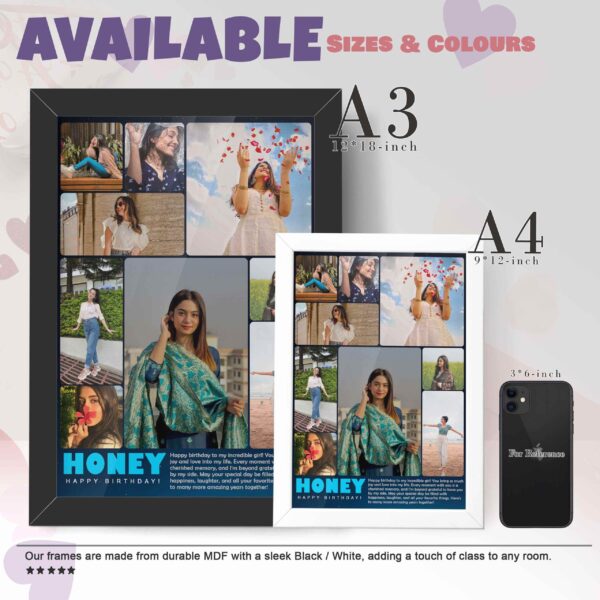 Giftway Honey Birthday collage Photo Frame, Gift Idea for Girlfriend Birthday, Wife Birthday Gift