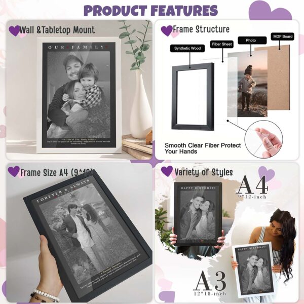 Giftway Customised Black Portrait Effect Photo Frame, Gifts for Parents, Photo Gifts Personalised