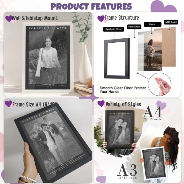 Giftway Customised Black Portrait Effect Photo Frame, Personalised Gifts for Girls, Creative Gifts for Women Men