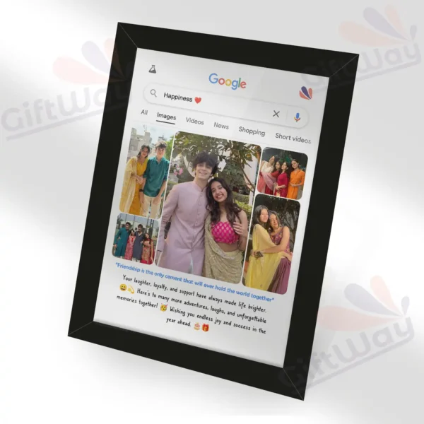 Giftway Personalised My Favorite Person | Google Search Frame 5 Custom Photos & Text Perfect Gift – 5x7 Inches World Best Dad Photo Mom Gifts for Parents Birthday, Anniversary, Wedding Gift, Home Decor - Happiness Customised Sister Anniversary Friend Birthday Idea Boyfriend Text- Girls Girl Unique In Love with Stand Aniversary gift, Small Fifts Men Newly Married Couple