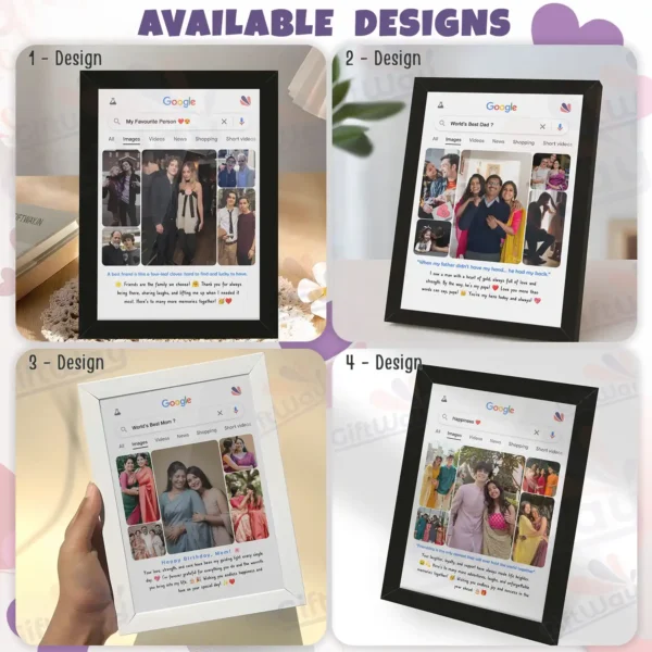 Giftway Personalised My Favorite Person | Google Search Frame 5 Custom Photos & Text Perfect Gift – 5x7 Inches World Best Dad Photo Mom Gifts for Parents Birthday, Anniversary, Wedding Gift, Home Decor - Happiness Customised Sister Anniversary Friend Birthday Idea Boyfriend Text- Girls Girl Unique In Love with Stand Aniversary gift, Small Fifts Men Newly Married Couple