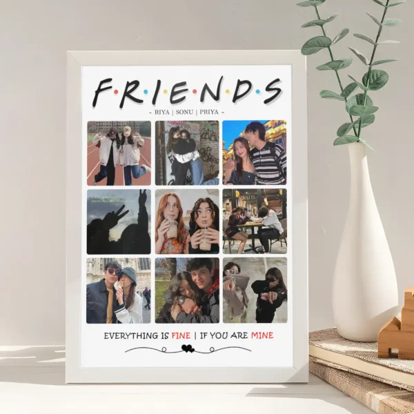 Giftway 9 Photos Collage Frame, Personalised Custom Photo Frame Gift with Custom Message, Name for Best Friend, Gifts for BF, Friend, Him, Her, and Special Occasions