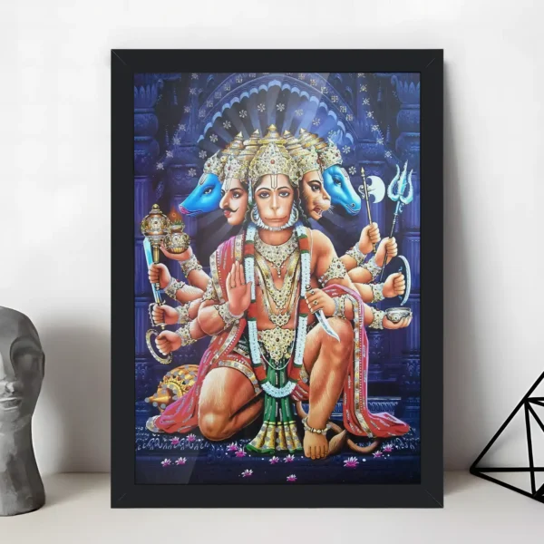 Giftway Hanuman Ji Panchamukhi Photo Frame | Protector and Symbol of Strength | Perfect for Home & Office Decor - 9*12 Inch