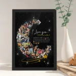 Giftway Moon with Star Collage Frame | Custom Black Moon Shape Frame | Perfect Gift for Weddings | Marriage Functions, Anniversary, or Husband’s Birthday | Unique Wedding Gift for Newly Married Couples