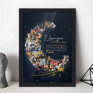 Giftway Moon with Star Collage Frame | Custom Black Moon Shape Frame | Perfect Gift for Weddings | Marriage Functions, Anniversary, or Husband’s Birthday | Unique Wedding Gift for Newly Married Couples