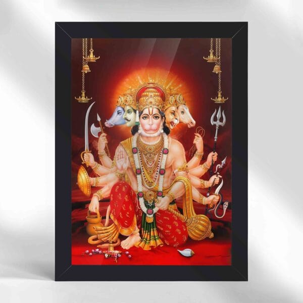Giftway Panchamukhi Hanuman Ji Photo Frame | Protector and Symbol of Strength | Perfect for Home & Office Decor - 9*12 Inch