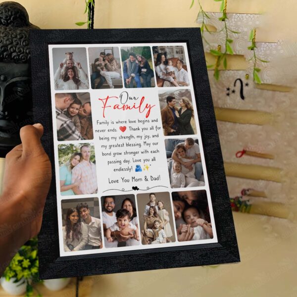 Giftway Photo Frame with 12 Custom Images & Text, Gifts for Parents Mom, Dad, Brother, Sister, or Loved Ones to Cherish Memories on Special Occasions