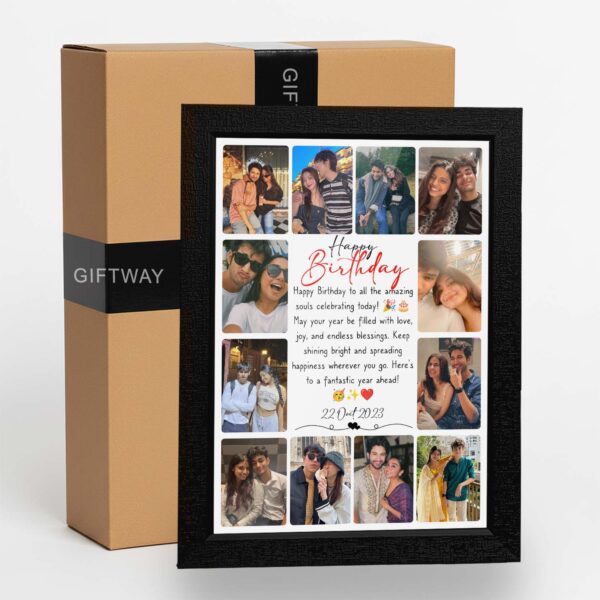 Giftway Personalised Photo Frame with 12 Custom Images & Text, Perfect Gift for Birthdays, Anniversaries, and Special Occasions for Men, Women, Friends, Husbands, Boyfriends, and More