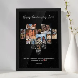 Giftway Customised Heart Shape Photo Frame for Anniversary, Birthday, or Special Occasions, Personalized Gift for Wife, Husband, Boyfriend, Girlfriend with Photos & Wishes