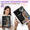 Giftway Personalised Wooden Black Calendar Collage Photo Frame for Anniversary & Birthday Gift Customised Photo Frame with Names, Dates, and Wishes for Wife, Husband, Boyfriend
