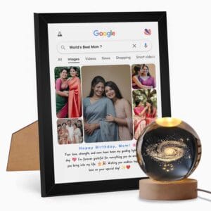 Giftway Mom Dad Google Photo Frame with 3D Crystal Lamp | Customised 5 Photos, Text | Google Search Frame | Gifts for Parents Birthday, Anniversary, Wedding Gift, Home Decor | Pack of 2
