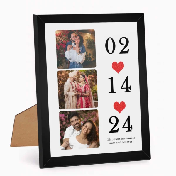 Giftway Custom Wedding Date & Photo Frame - Unique anniversary gift for couple special - 5x7 Inch Black