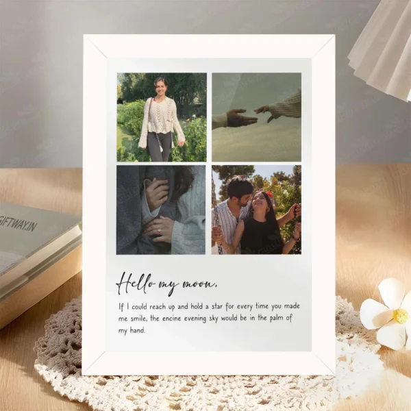 Giftway Personalised Photo Frame Gift with Greeting Card, Wooden Frame Aesthetic 5x7 Inch Size, Birthday Graduation Gift, Customised Picture Frame
