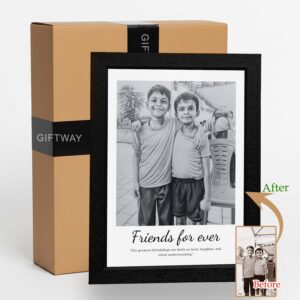 Giftway Digital Sketch Memory Frame, Personalised Pencil Sketch Photo Frame for Birthday Gift for 13 Year Old Boy, Gift for Boys 15+ Years Old, and Gifts for Kids Age 12-14 Years - 9.6*13.1 Inch (Layout 1)