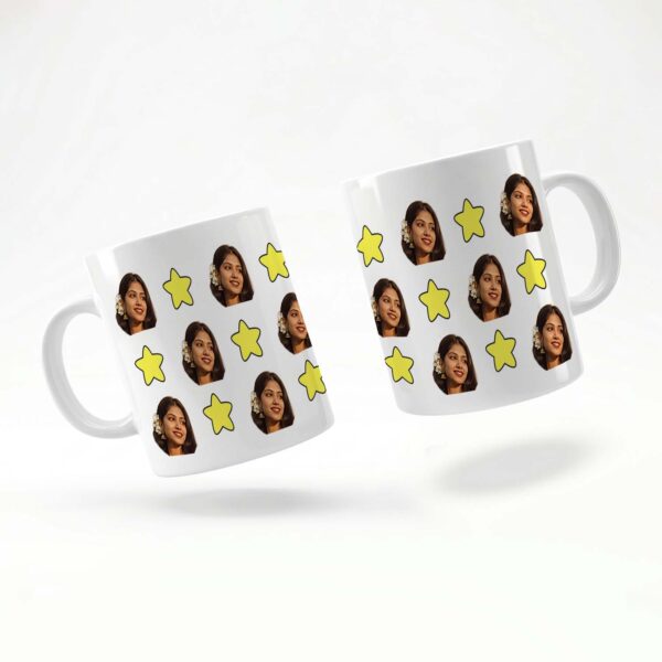 Giftway Aesthetic Face Mug, Star+Face, Custom Mug, Photo Coffee Mug, Birthday, Anniversaries, Weddings - 1Pc